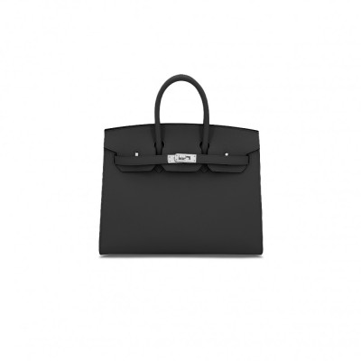 HERMES BIRKIN 30 SELLIER EPSOM LEATHER CK89 NOIR BLACK SILVER BUCKLE 101329 (30*22*15cm)